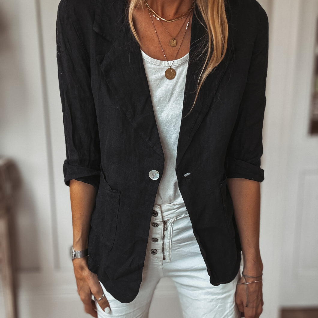 NAVY linen blouse blazer *NEW*