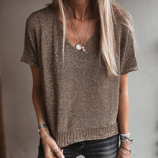 Gold sparkle knitted tee