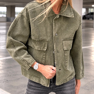 Washed olive denim jacket *NEW*