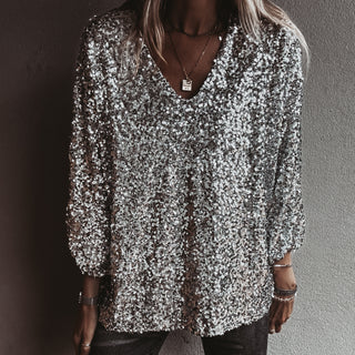 Relaxed Silver Sequin top *NEW*