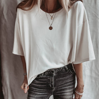 Slouchy Cream sweat tee  *NEW*