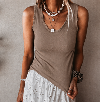 IBIZA TOWN tank top WASHED BEIGE *NEW*