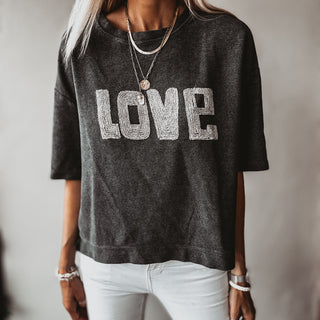 Charcoal vintage short sleeved LOVE sweatshirt  *NEW*