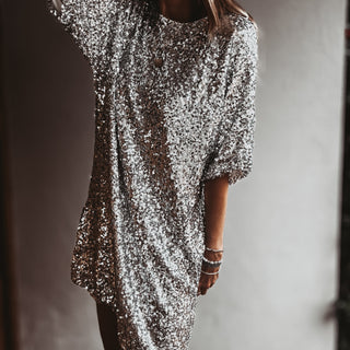 Relaxed Silver Sequin slip dress *NEW*