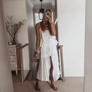 Livy long white linen top *NEW*
