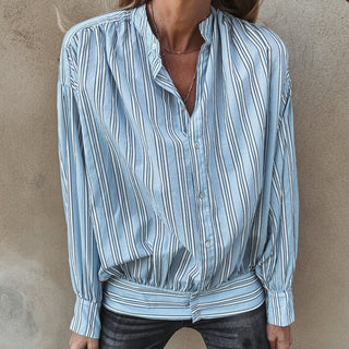 Grandad pale blue stripe Blouse *NEW*