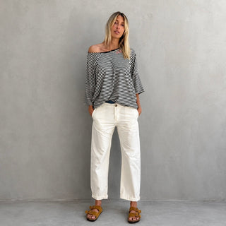 Stylish Cream chino jeans with denim waistband  *NEW*
