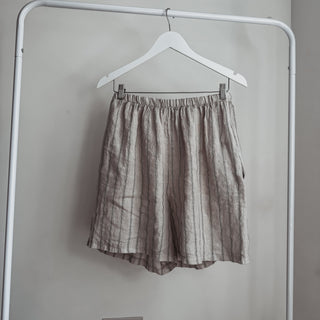 Slouchy pinstripe linen shorts SAND *NEW*