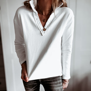 WHITE Whisper v neck collar sweatshirt *NEW*