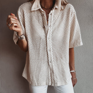 Elma CREAM crochet blouse