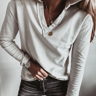 BEIGE Whisper v neck collar sweatshirt *NEW*