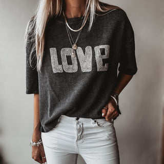 Charcoal vintage short sleeved LOVE sweatshirt  *NEW*