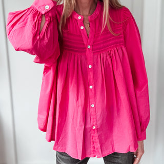 Hot pink Pennie pleated blouse *NEW*