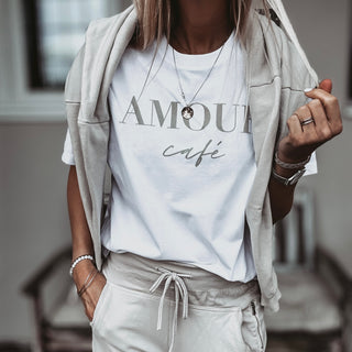 AMOUR Cafe white / sand tee *boyfriend fit* *NEW*