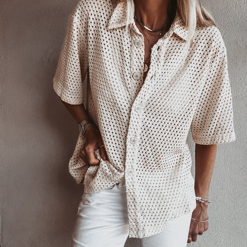 Elma CREAM crochet blouse