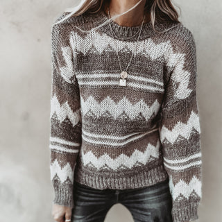 Brown zig zag slouchy jumper *NEW*