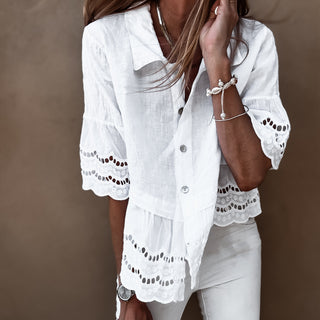 Lola White linen shirt with cotton lace *NEW*