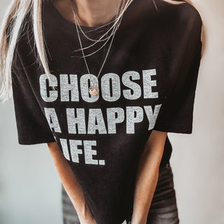 Black Happy Life vintage short sleeved LOVE sweatshirt
