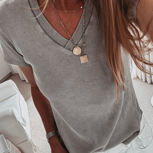 Vila V neck ribbed tee  *NEW*