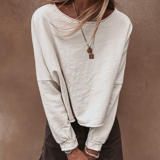 Maeve slightly cropped vintage white sweatshirt *relaxed style*