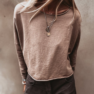 Maeve slightly cropped SAND sweatshirt *relaxed style*