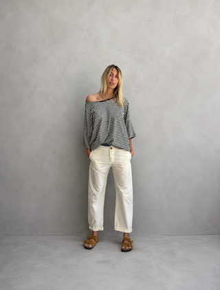 Stylish Cream chino jeans with denim waistband  *NEW*