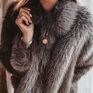 Faux fur LIGHT BROWN GREY jacket *NEW*