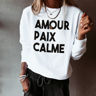 AMOUR PAIX CALME WHITE sweatshirt *NEW*