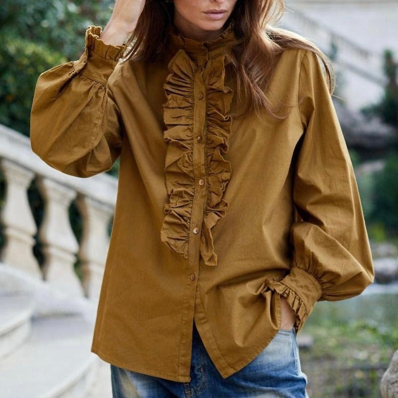 Mila TOBACCO ruffle Blouse *NEW*
