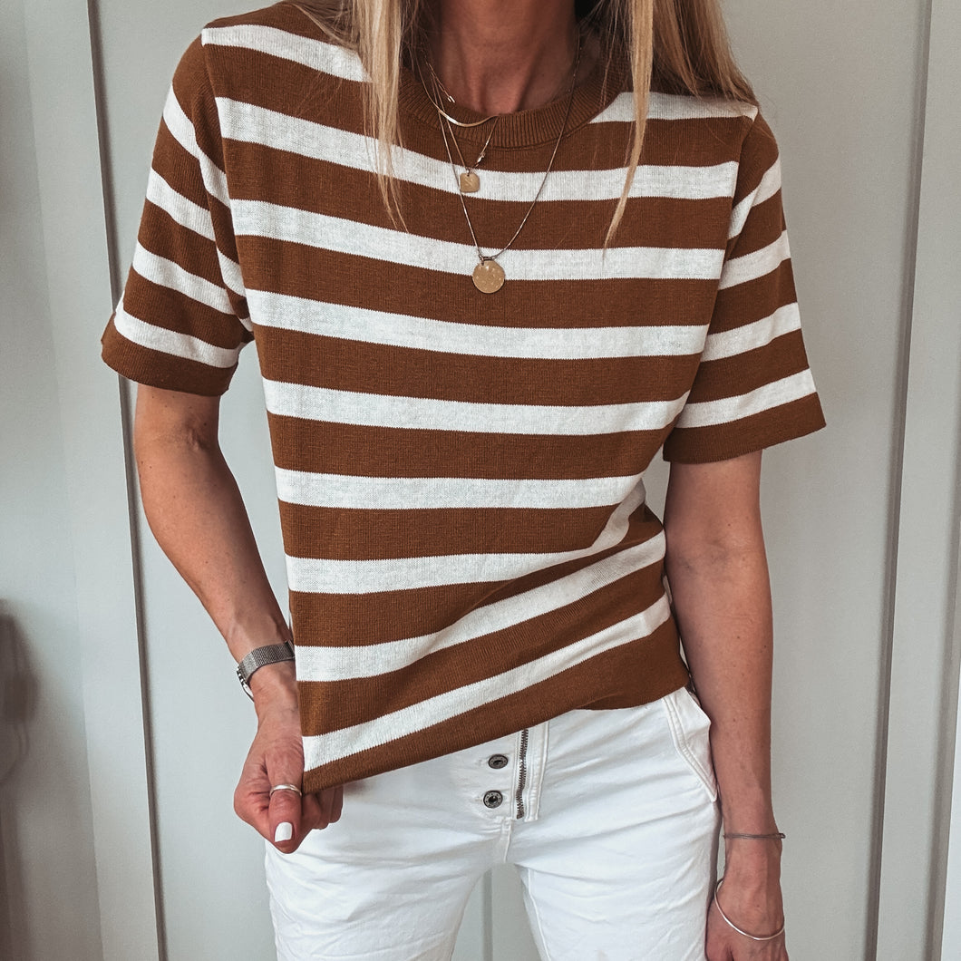 Tan breton Tamara striped sweater *NEW*