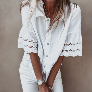 Lola White linen shirt with cotton lace *NEW*