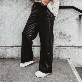 Faux leather wide leg joggers *NEW*