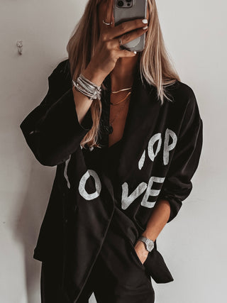 FAITH HOPE LOVE graffiti black blazer