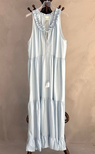 Light denim blue ruffle dress *NEW*