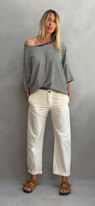 Stylish Cream chino jeans with denim waistband  *NEW*