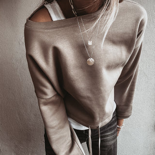 Native slightly cropped SAND sweatshirt *relaxed style*