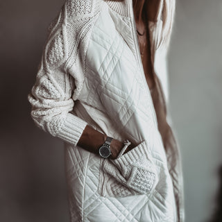 Tabitha quilted VINTAGE WHITE long jacket