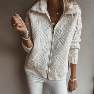 Tessa quilted VINTAGE WHITE bomber