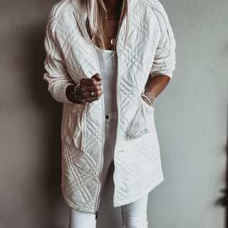 Tabitha quilted VINTAGE WHITE long jacket