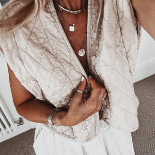 Caleb beige quilted gilet *NEW*