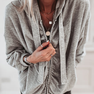 Grey ruffle Irene hoody  *NEW*