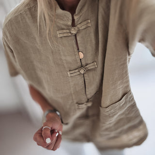 Light olive Duna linen mandarin blazer  *NEW*