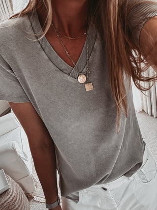 Vila V neck ribbed tee  *NEW*