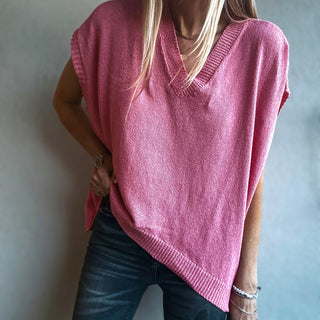 Patia PINK knitted V tank *NEW*