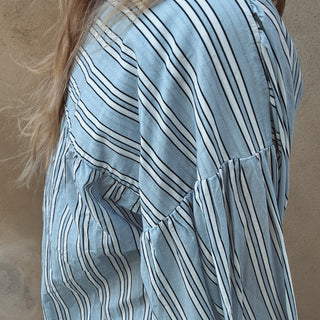 Grandad pale blue stripe Blouse *NEW*