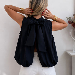 Bella Black blouse with bow on back *NEW*