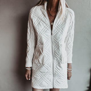 Tabitha quilted VINTAGE WHITE long jacket