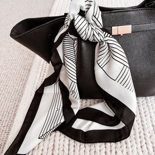 Monochrome satin bandana scarf