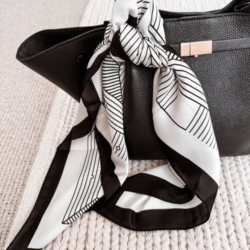 Monochrome satin bandana scarf