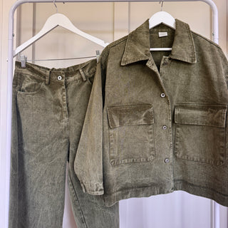 Washed olive tapered jeans *NEW*
